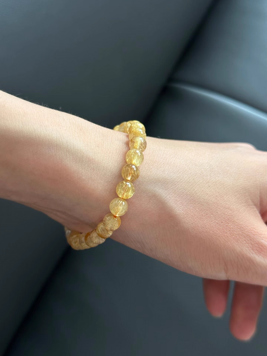 Golden Rutilated Quartz's Radiant Glint: Abundance & Vitality Bracelet