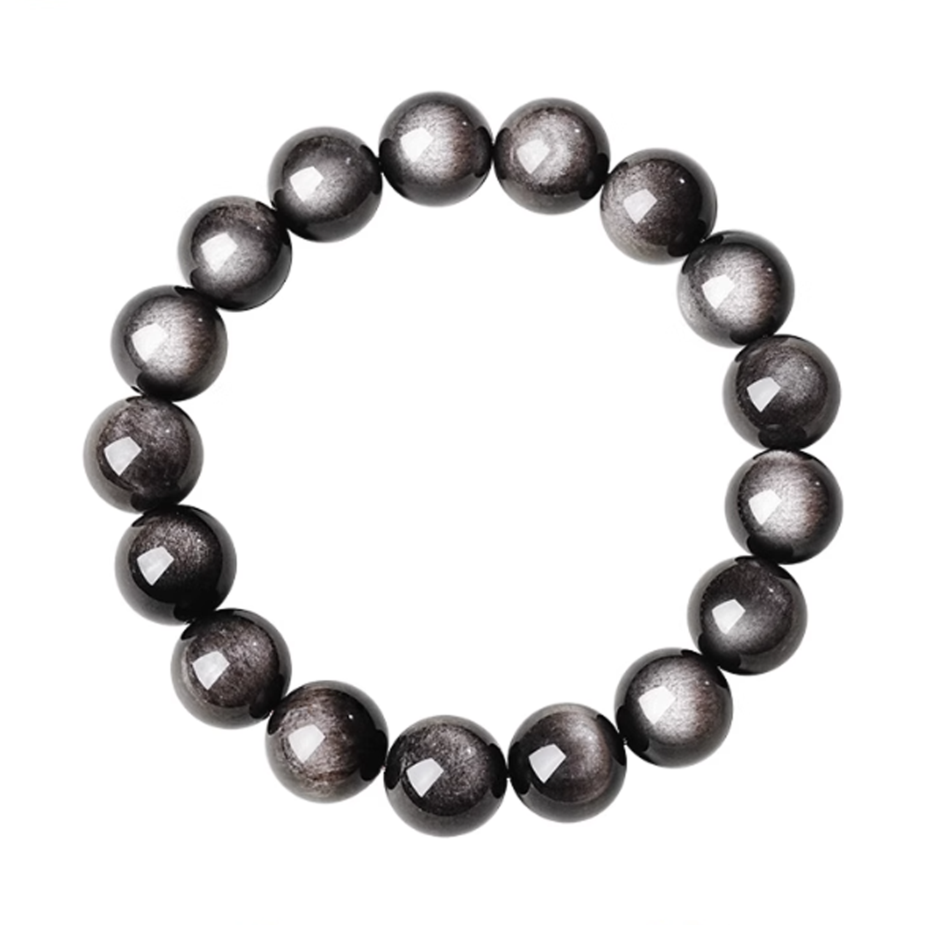 Black Silver Sheen Obsidian's Veiled Shield: Protection & Resilience Bracelet