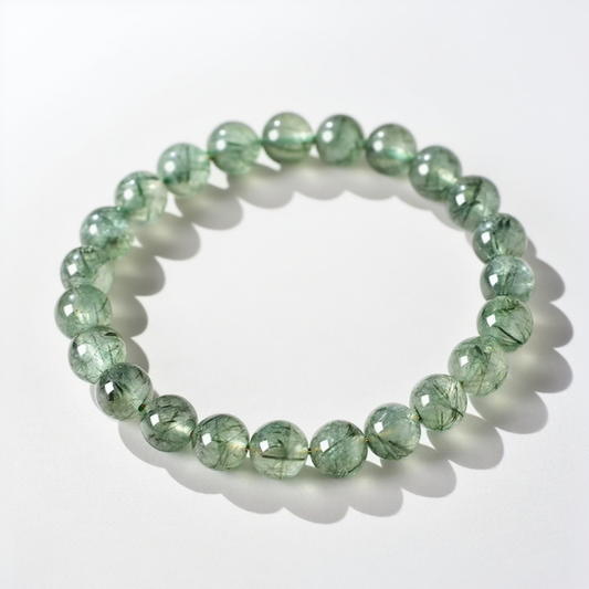 Green Rutilated Quartz's Verdant Glimmer: Vitality & Prosperity Bracelet