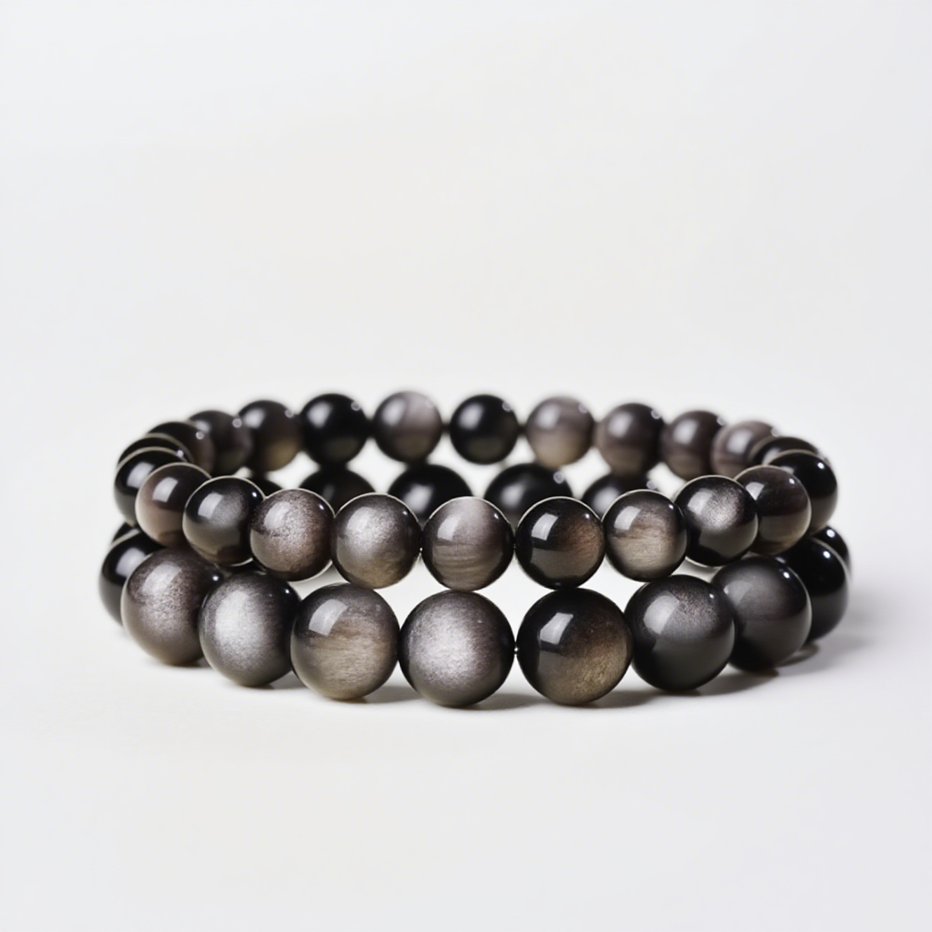 Black Silver Sheen Obsidian's Veiled Shield: Protection & Resilience Bracelet