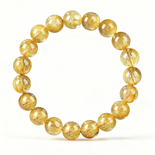 Golden Rutilated Quartz's Radiant Glint: Abundance & Vitality Bracelet