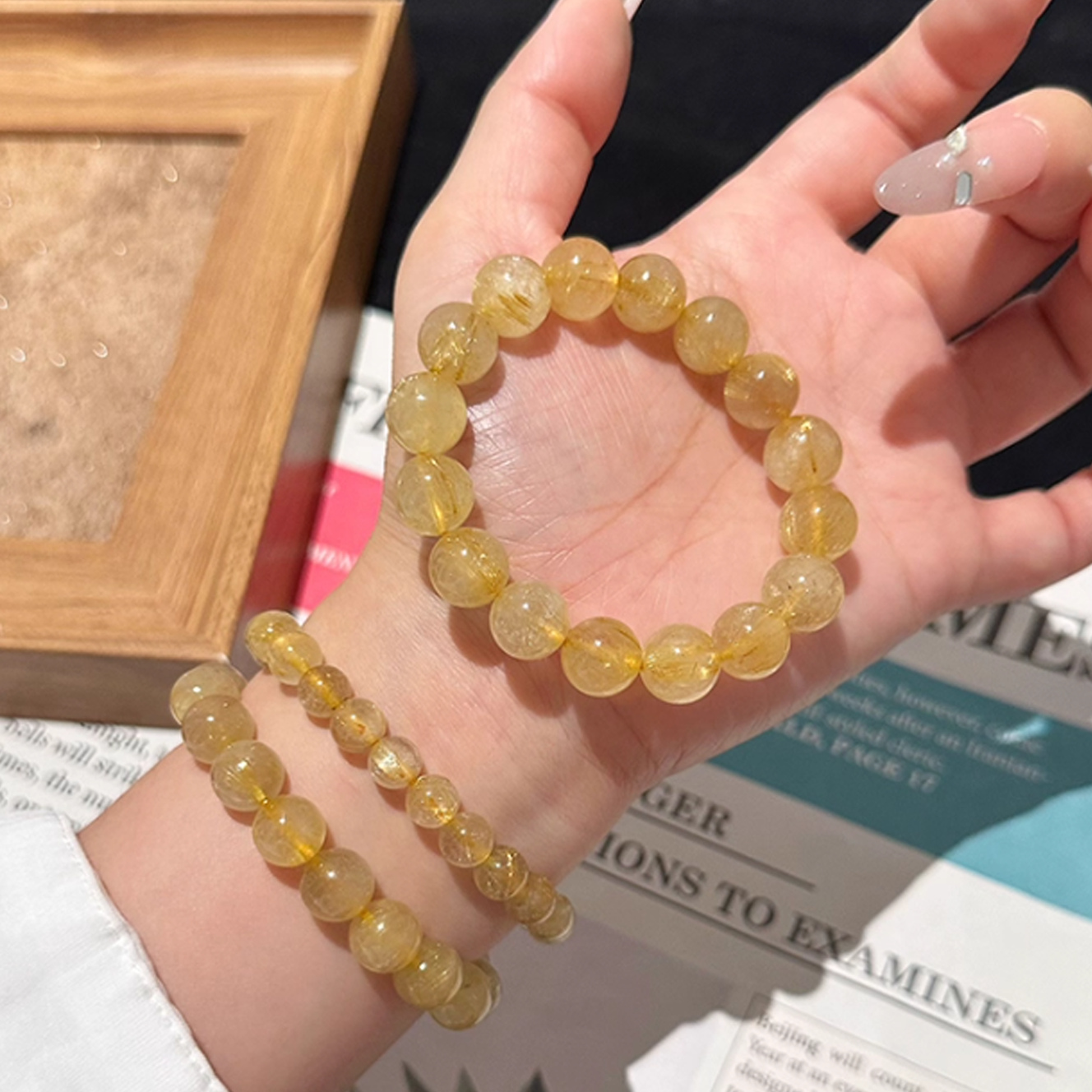 Golden Rutilated Quartz's Radiant Glint: Abundance & Vitality Bracelet