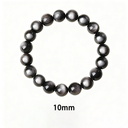 Black Silver Sheen Obsidian's Veiled Shield: Protection & Resilience Bracelet