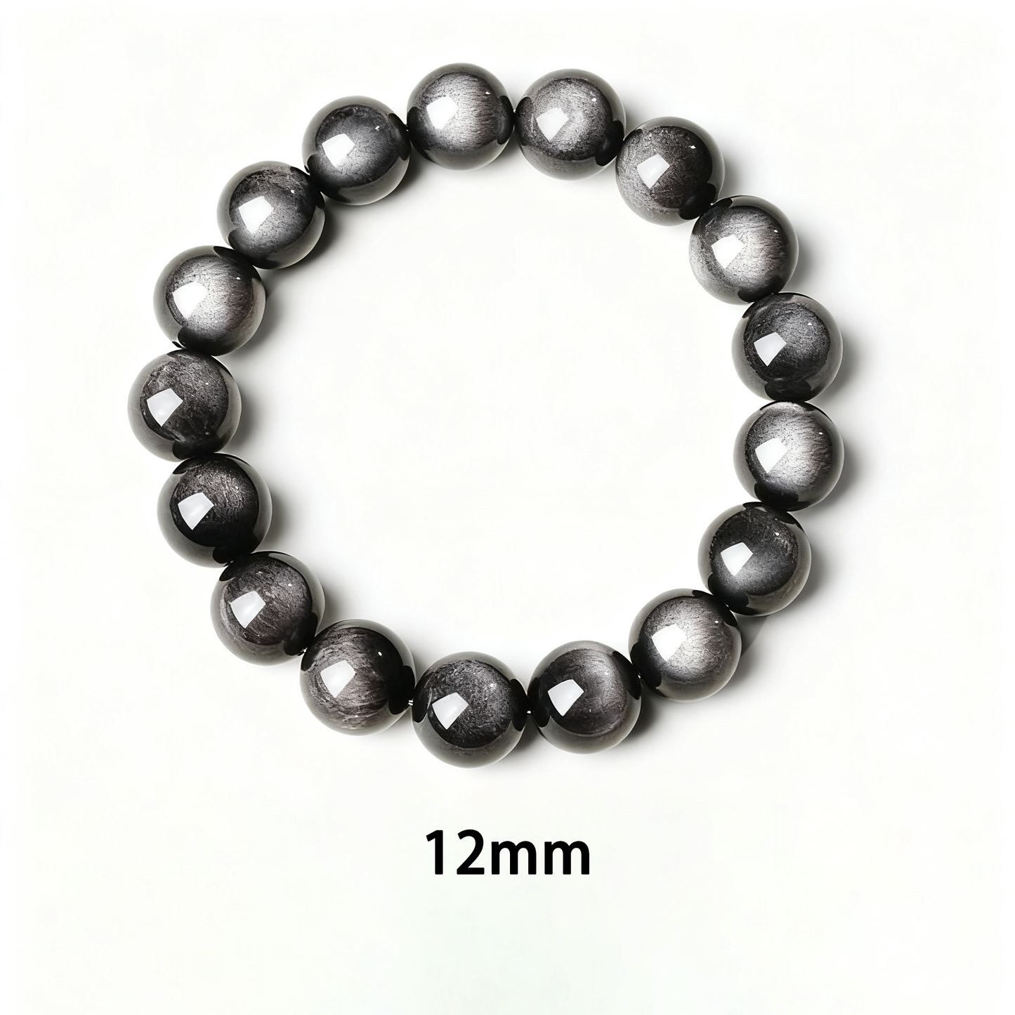 Black Silver Sheen Obsidian's Veiled Shield: Protection & Resilience Bracelet