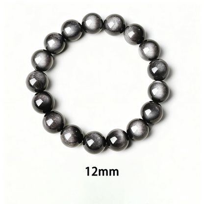 Black Silver Sheen Obsidian's Veiled Shield: Protection & Resilience Bracelet
