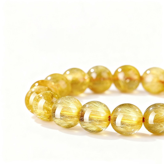 Golden Rutilated Quartz's Radiant Glint: Abundance & Vitality Bracelet