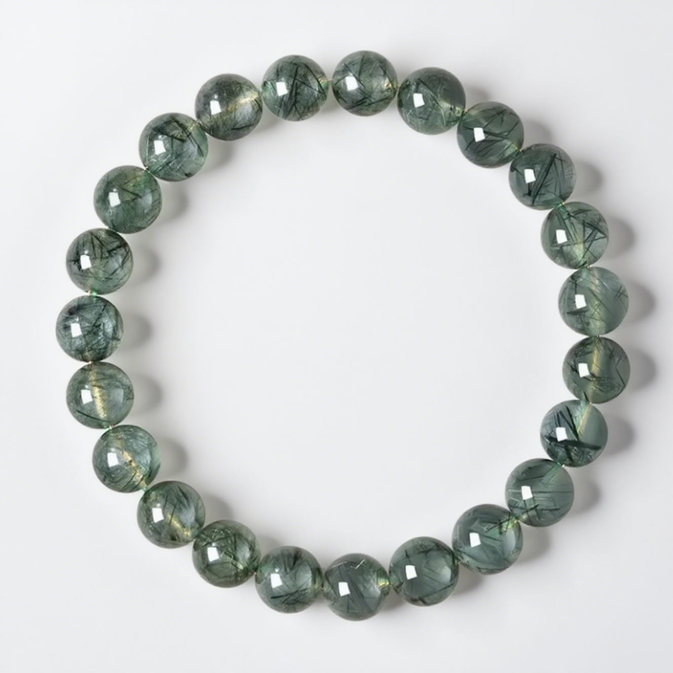 Green Rutilated Quartz's Verdant Glimmer: Vitality & Prosperity Bracelet