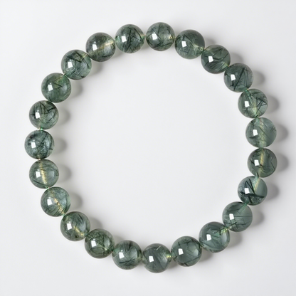 Green Rutilated Quartz's Verdant Glimmer: Vitality & Prosperity Bracelet