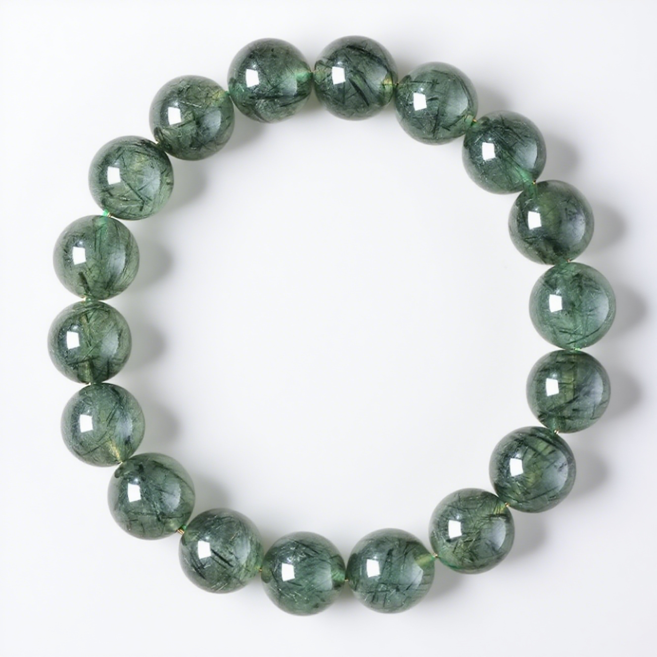 Green Rutilated Quartz's Verdant Glimmer: Vitality & Prosperity Bracelet