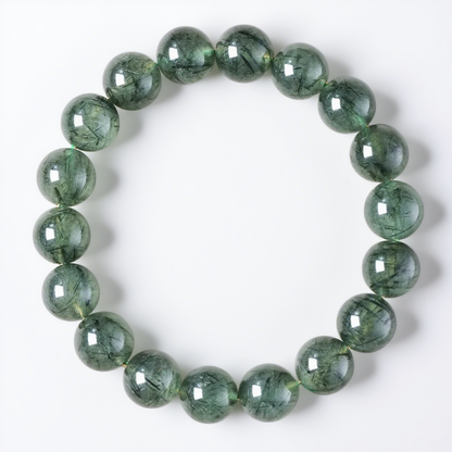 Green Rutilated Quartz's Verdant Glimmer: Vitality & Prosperity Bracelet