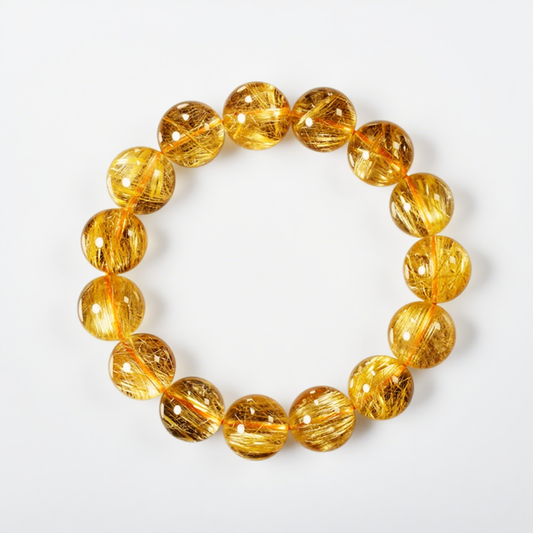 Golden Rutilated Quartz's Radiant Glint: Abundance & Vitality Bracelet