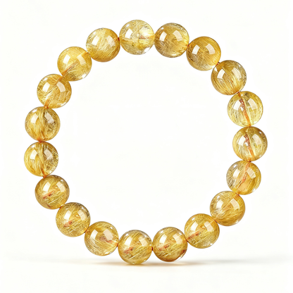 Golden Rutilated Quartz's Radiant Glint: Abundance & Vitality Bracelet