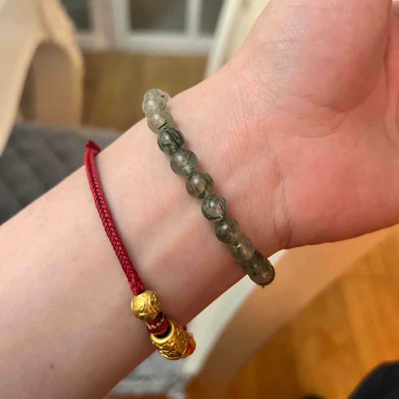 Green Rutilated Quartz's Verdant Glimmer: Vitality & Prosperity Bracelet