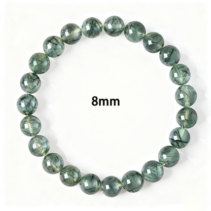 Green Rutilated Quartz's Verdant Glimmer: Vitality & Prosperity Bracelet