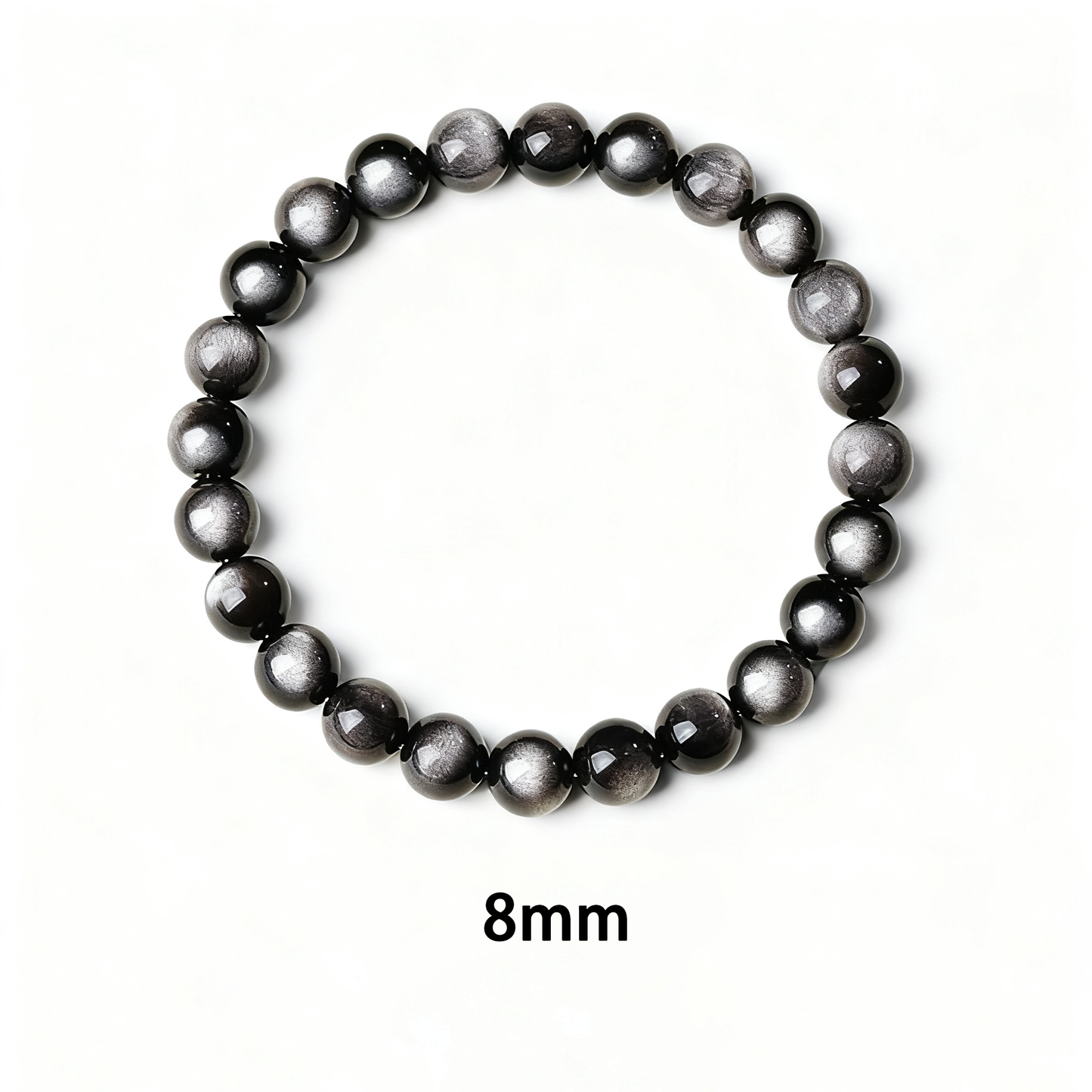 Black Silver Sheen Obsidian's Veiled Shield: Protection & Resilience Bracelet